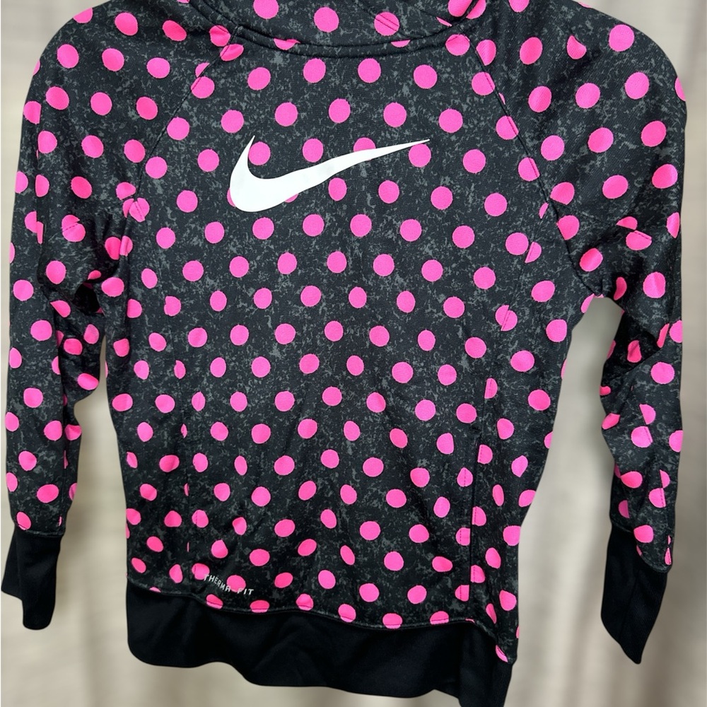 Nike Black Hoodie with Pink Polka Dots, Girls, Size M